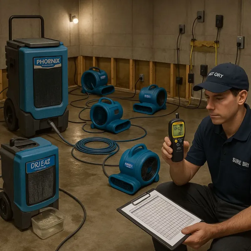 Structural Drying and Dehumidification process in Downingtown, PA